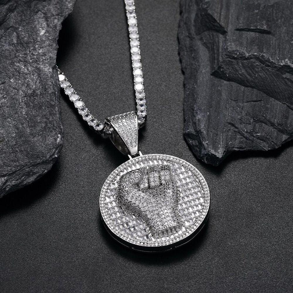 Colorless Moissanite Silver Pendant For Him