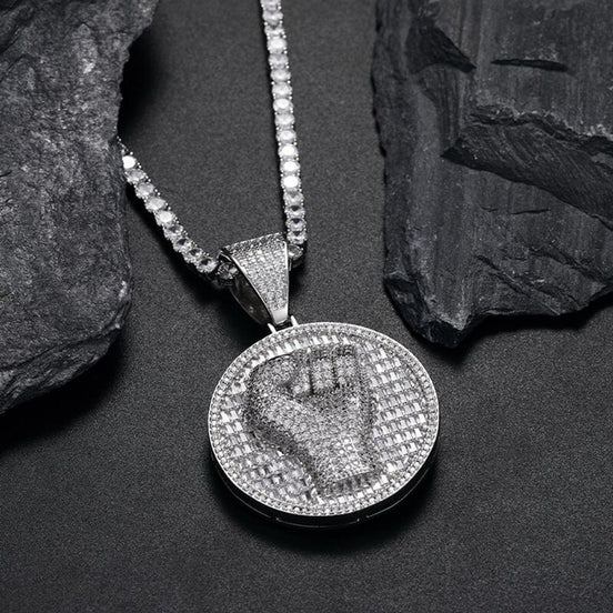 Colorless Moissanite Silver Pendant For Him