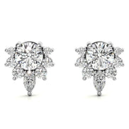 Round Cut Moissanite Cluster Stud Earrings in White Gold