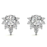 Round Cut Moissanite Cluster Stud Earrings in White Gold