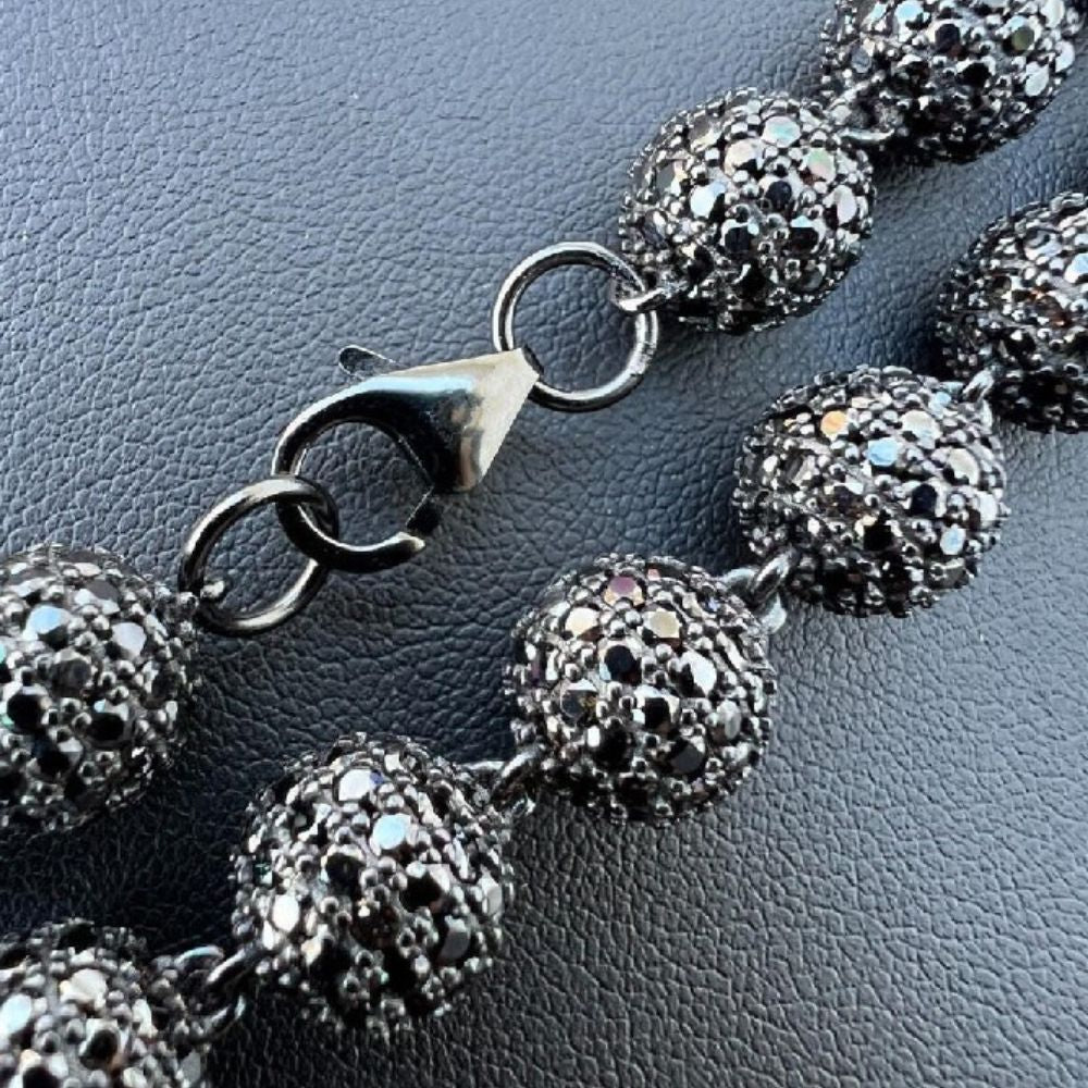 Black Moissanite Diamond Ball Link Bracelet