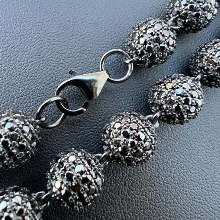 Black Moissanite Diamond Ball Link Bracelet