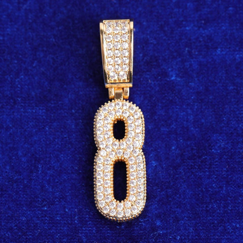 Number Iced Blinged Out Moissanite Diamond Pendants