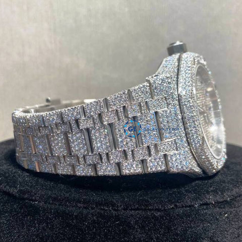 Moissanite Full Iced Out Blue Arabic Dial Hip Hop Watch