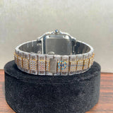 Dual Tone Iced Out Roman Dial Moissanite Diamond Watch