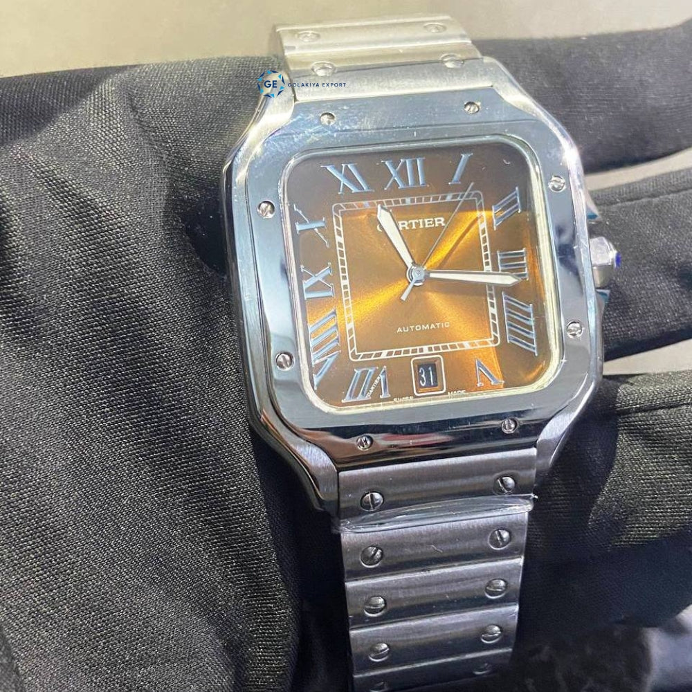 Stainless Steel Brown Dial Luxury Watch Gift For Men's