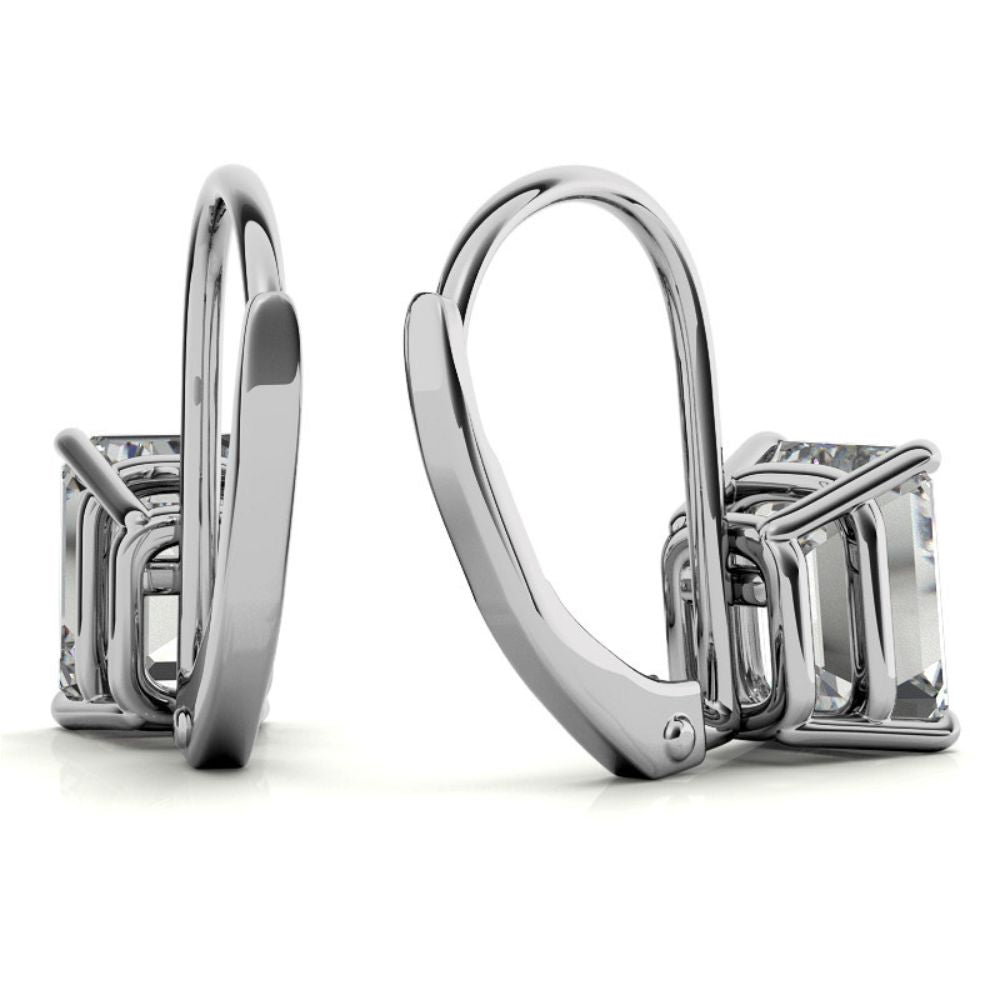 Moissanite Emerald Cut Dainty Wear Hoop Earrings