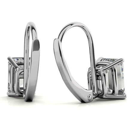 Moissanite Emerald Cut Dainty Wear Hoop Earrings