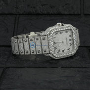 Full White Arabic Dial Moissanite Hip Hop Watch