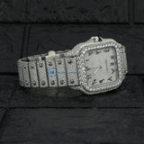 Full White Arabic Dial Moissanite Hip Hop Watch