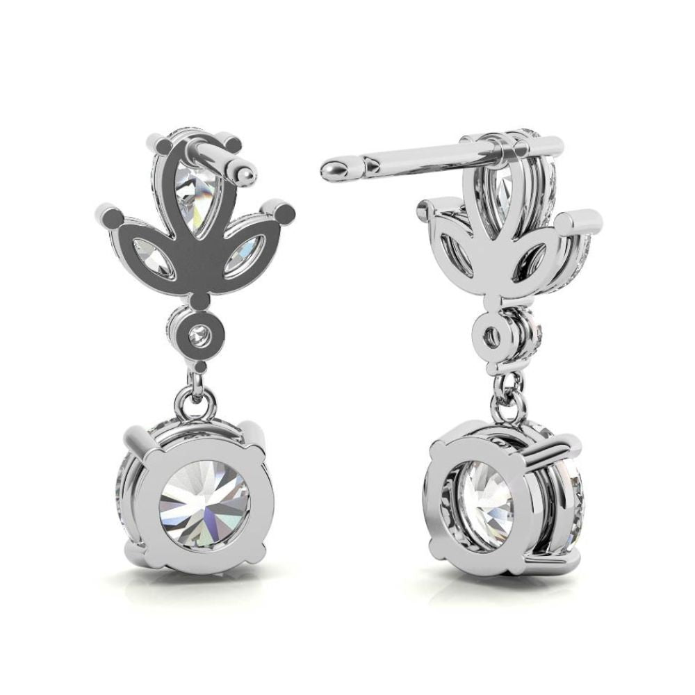 Flower Inspired Moissanite Drop Dangle Earrings