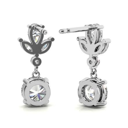 Flower Inspired Moissanite Drop Dangle Earrings