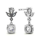 Flower Inspired Moissanite Drop Dangle Earrings