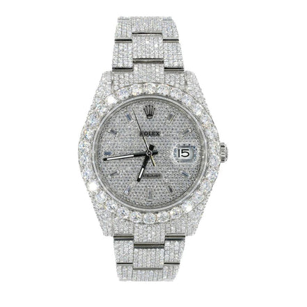 VVS1 Moissanite Datejust Iced Out Baguette Dial Watch
