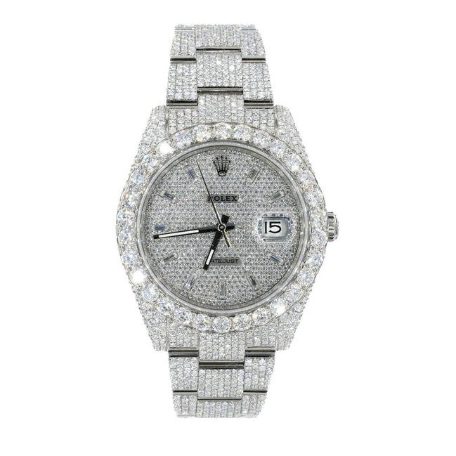 VVS1 Moissanite Datejust Iced Out Baguette Dial Watch