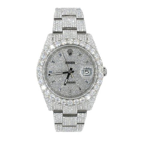 VVS1 Moissanite Datejust Iced Out Baguette Dial Watch