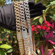 Hip Hop Iced Out Moissanite Miami Figaro Cuban Chain