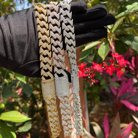Hip Hop Iced Out Moissanite Miami Figaro Cuban Chain