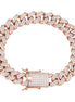 Rose Gold Plated Moissanite Cuban Link Bracelet