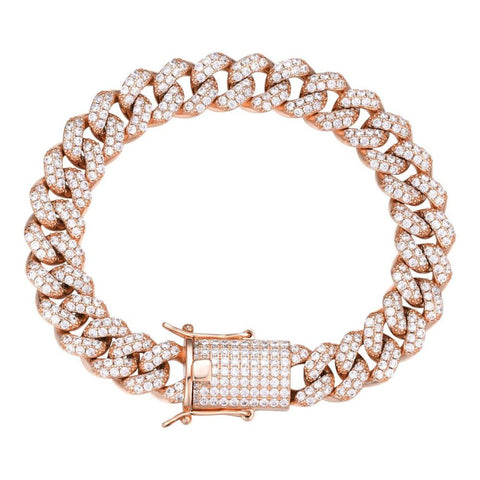 Rose Gold Plated Moissanite Cuban Link Bracelet