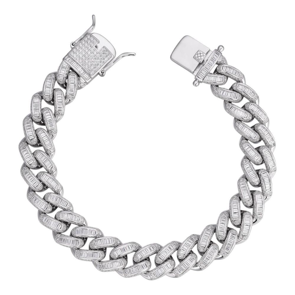 Moissanite Baguette Diamond Cuban Link Bracelet