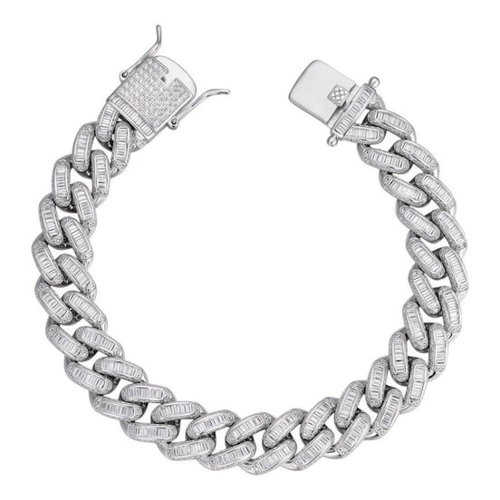 Moissanite Baguette Diamond Cuban Link Bracelet