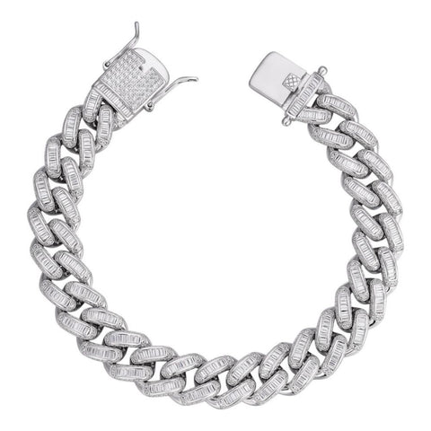 Moissanite Baguette Diamond Cuban Link Bracelet