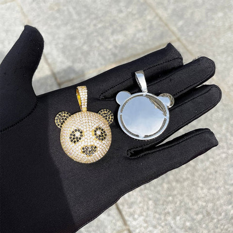 Colorless Moissanite Iced Out Panda Pendant