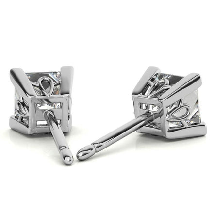 Claw Prong Princess Cut Moissanite Solitaire Stud Earrings