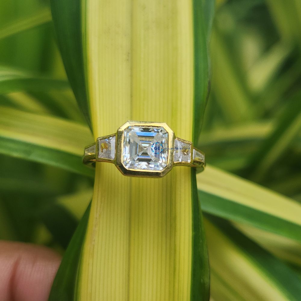 Asscher Cut Lab Grown Five Stone Ring For Women