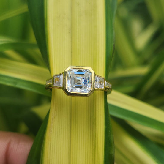 Asscher Cut Lab Grown Five Stone Ring For Women