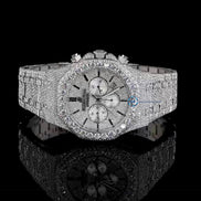 Chrono Back Stick Dial Fully Iced Out Wrist Watch
