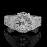 Chrono Back Stick Dial Fully Iced Out Wrist Watch