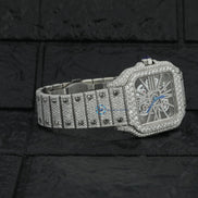D Color Moissanite Bust Down Skeleton Watch For Men's