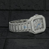 D Color Moissanite Bust Down Skeleton Watch For Men's