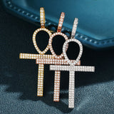 Round Cut Moissanite Ankh Cross Iced Out Pedant For Men's