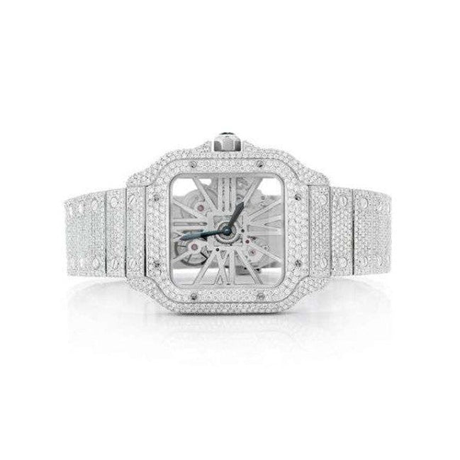 Skeleton Full White Moissanite Luxury Watch For Men's