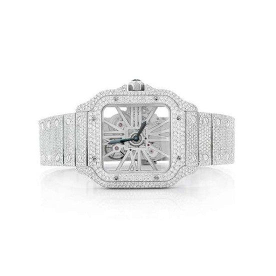 Skeleton Full White Moissanite Luxury Watch For Men's