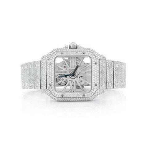 Skeleton Full White Moissanite Luxury Watch For Men's