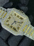 Bling Bling Moissanite Iced Out Dual Tone Wrist Watch For Him