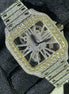 Skeleton Fully Moissanite Bust Down Wrist Watch For Men's