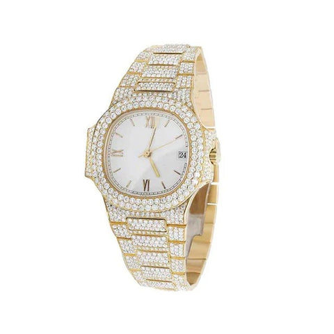 Stainless Steel Iced Out Moissanite Luxury Watch