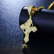 Men's Sterling Silver Praying God Cross Hand Luxury Pendant