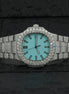 Fully Iced Out Sky Blue VVS1 Moissanite Luxury Watch
