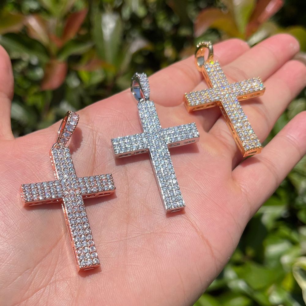 Criss Cross Iced Out Men's Pendant Moissanite Pendant