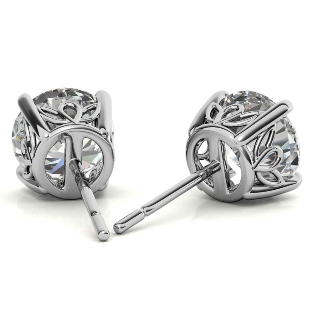 Round Brilliant Moissanite Solitaire Earrings