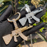 Iced Out Moissanite AK 47 Hip Hop Silver Pendant
