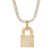 Moissanite Diamond Lock Pendant