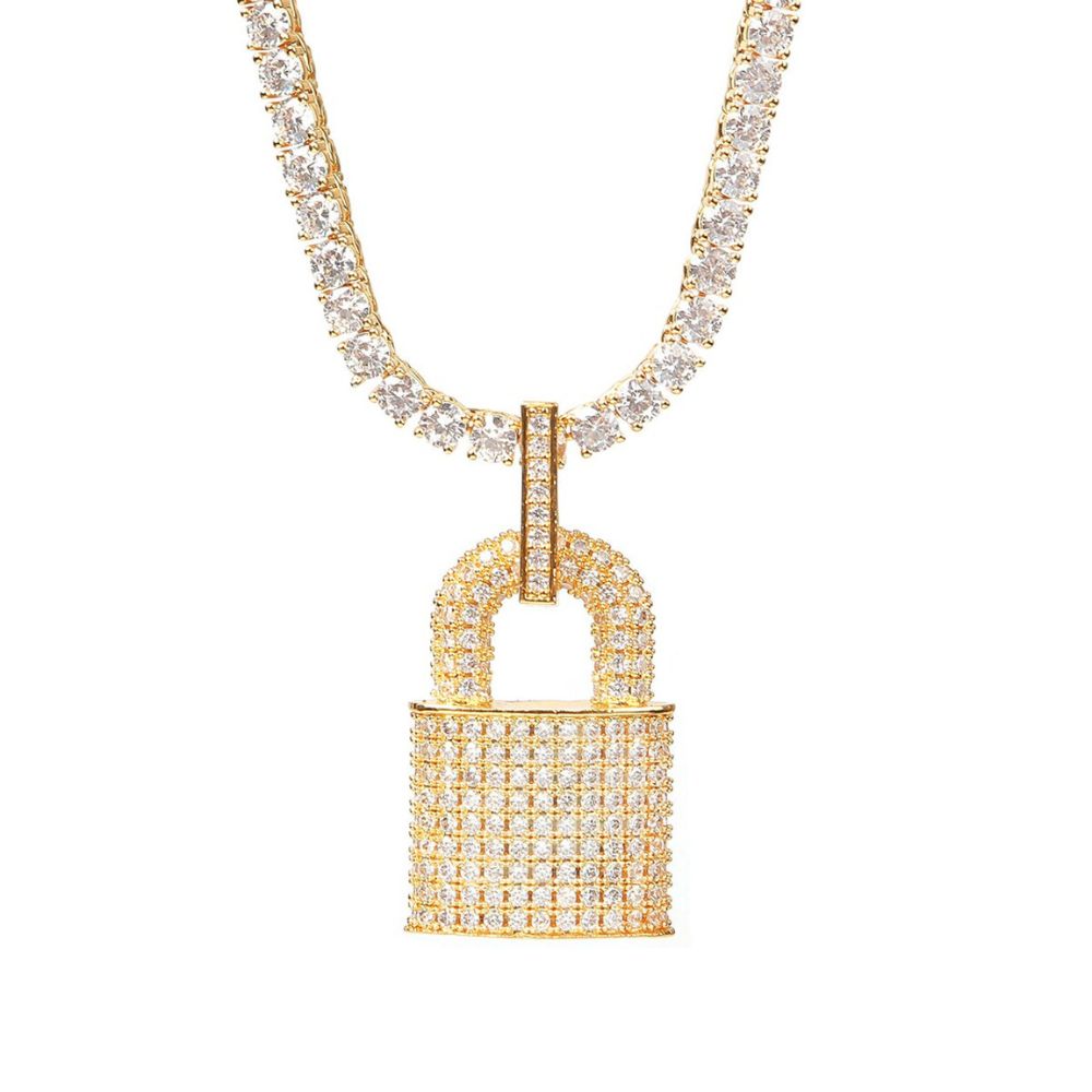 Moissanite Diamond Lock Pendant