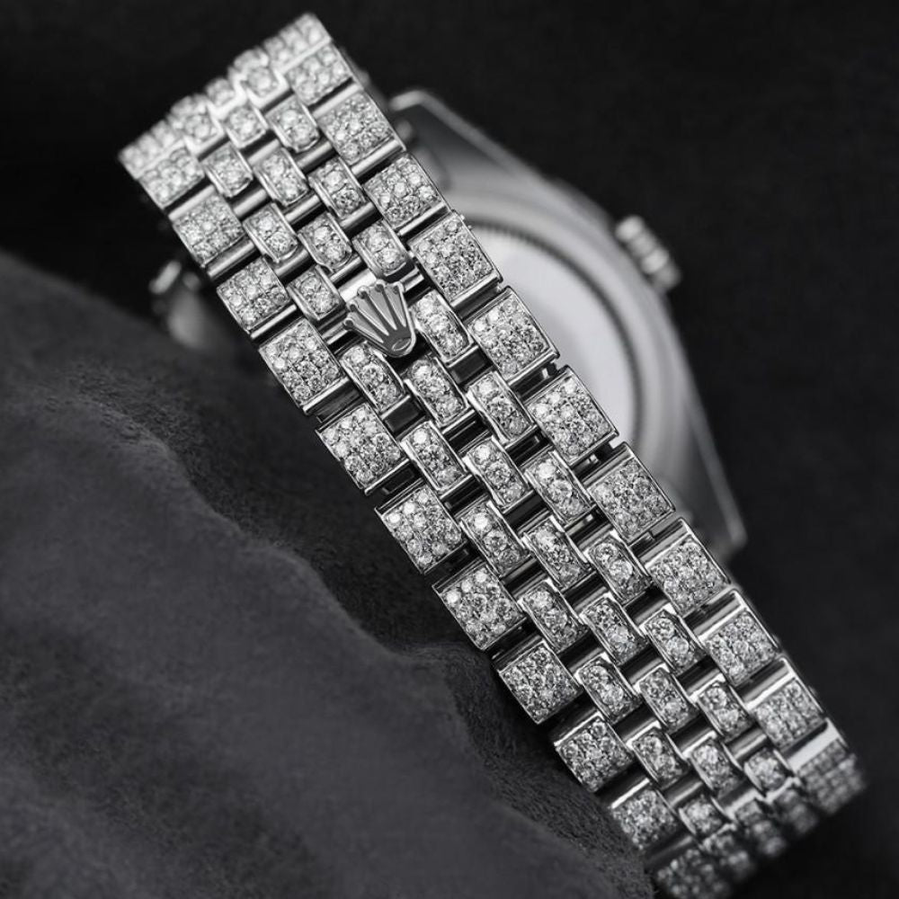 Full Iced Out Moissanite Diamond Date Just Watch